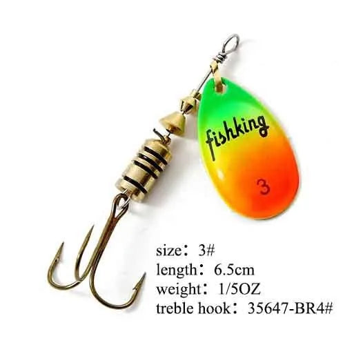 Spinner Bait Fishing Lure 3.9g 4.6g 7.4g 10.8g 15g Rotating Spinners Spoon Lures Pike Metal With Treble Hooks Fishing Goods