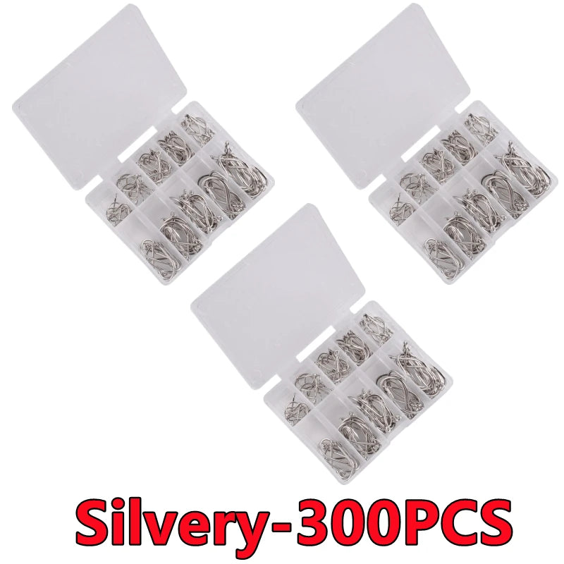 100-300PCS Fishing Hooks Set Box 10 Series High Carbon Steel Single Circle Fishing Hook Fly Fishing Jip Barbed Carp Hooks Tools