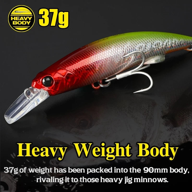 Tsurinoya 8pcs 90mm 37g Sinking Minnow Artificial Baits Long Casting Fishing Lures Goods Jerkbait Freshwater Stream Saltwater