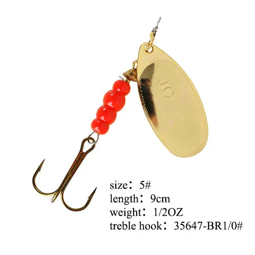 Spinner Bait Fishing Lure 3.9g 4.6g 7.4g 10.8g 15g Rotating Spinners Spoon Lures Pike Metal With Treble Hooks Fishing Goods