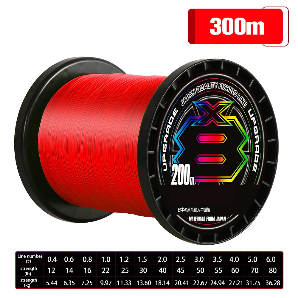 1000M/500M Japan Original X-BRAID Upgrade X8 Super Strong Saltwater Fishing Line 8 Strands Multifilament Muiltcolor PE Line
