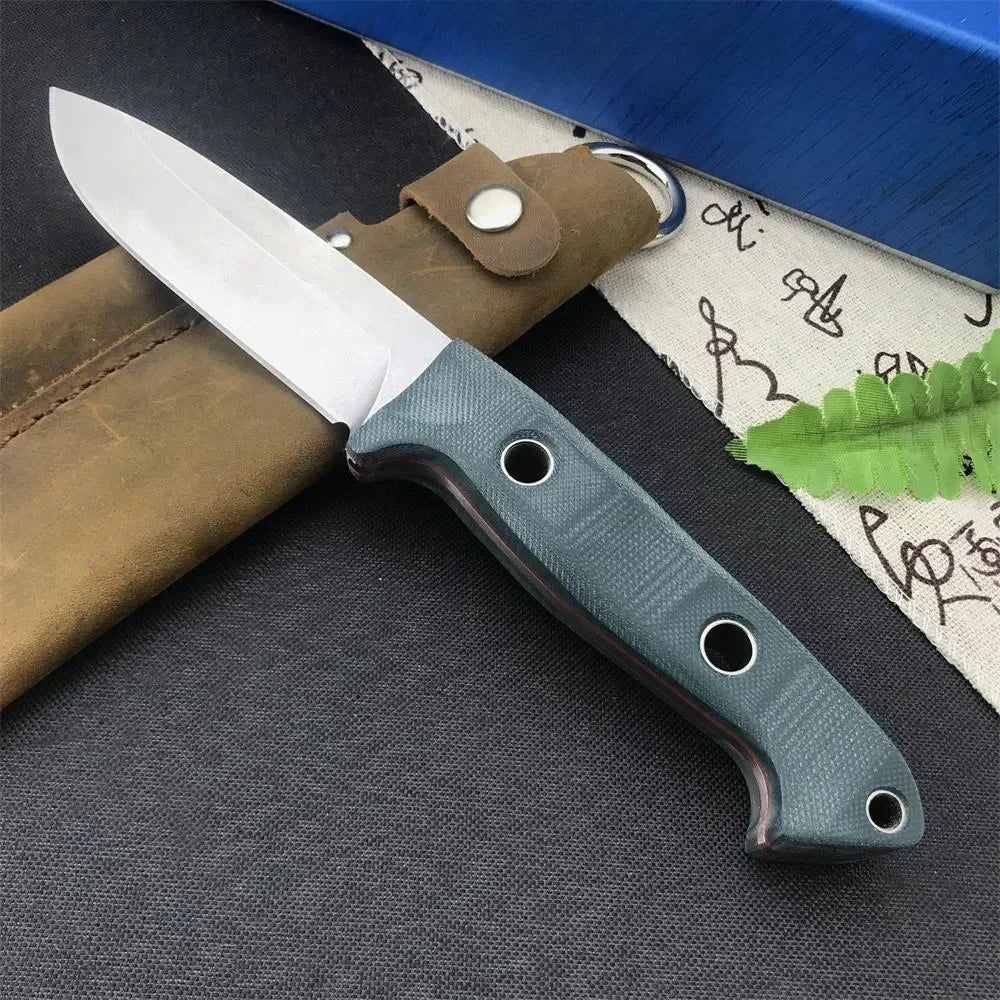 Fixed Blade Pocket Knife S30v Blade G10 Handle Outdoor Survival Hunting Camping Fishing BM 162 with Cowhide Sheath Multi Tool