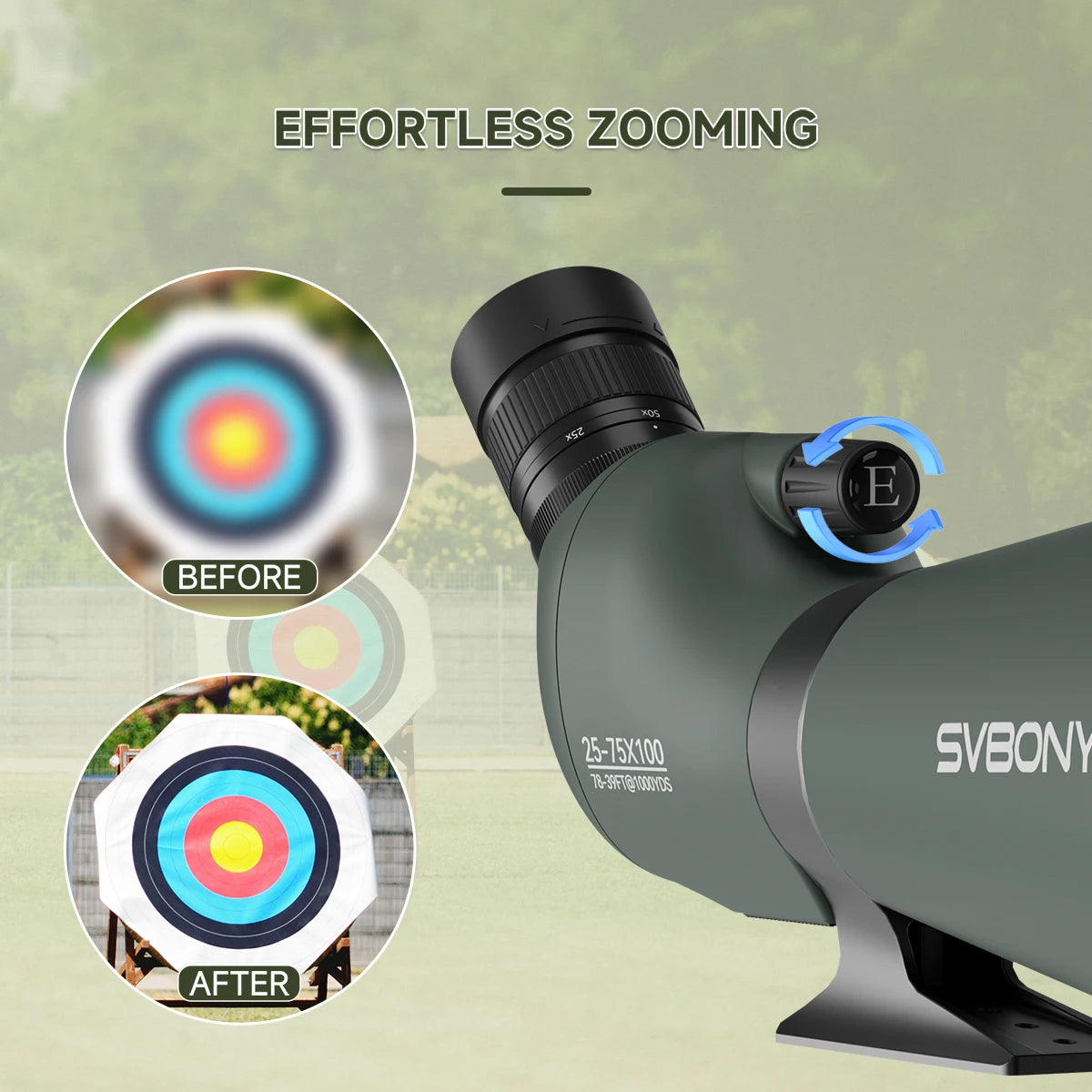 Svbony SV28A Spotting Scopes 25-75x100/20-60x80 FMC Perfect for Beginners in Archery, for Wildlife Watching, Outdoor Adventure
