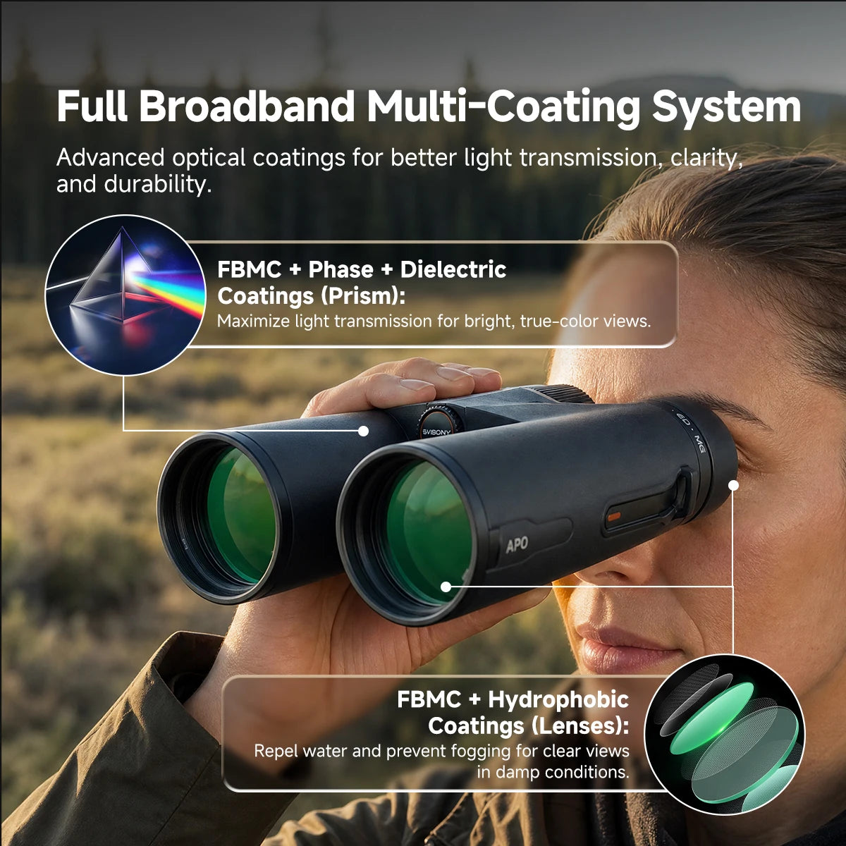 Svbony SA207PRO 8x42 ED APO Binoculars Flat Field Ultra Wide-angle Magnesium Alloy Body BaK4 FBMC IPX7 for Bird Watching Camping