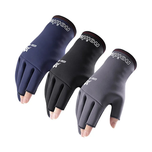 Winter Outdoor Ice Fishing Gloves Windproof Waterproof Rubber Material Comfortable Lightweight Fingerless Design Cycling Gloves