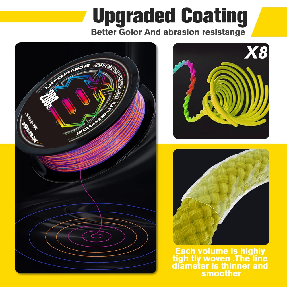 1000M/500M Japan Original X-BRAID Upgrade X8 Super Strong Saltwater Fishing Line 8 Strands Multifilament Muiltcolor PE Line