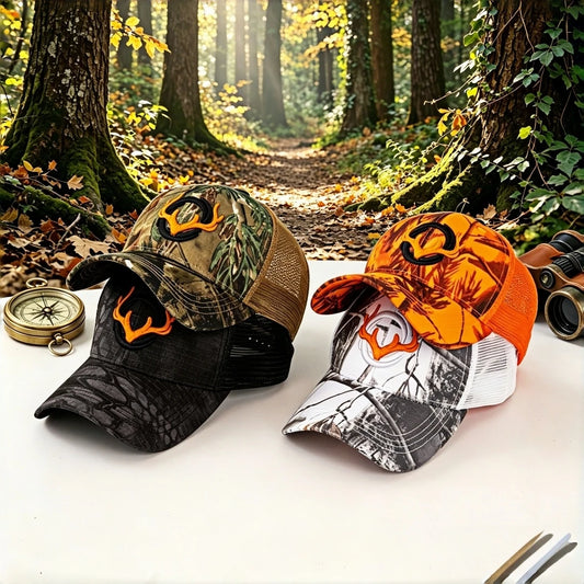 Deer Antler Camo Hunting Trucker Hat Outdoor Fishing Embroidery Mesh Baseball Cap for Men Women