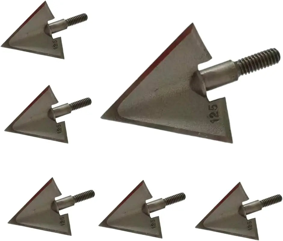6 PCS Broadheads 125 Grain 1.1" Cut Fixed 3-Blade Archery Arrow Solid Hunting Broadhead 420 Stainless Steel for Crossbow and Compound Bow