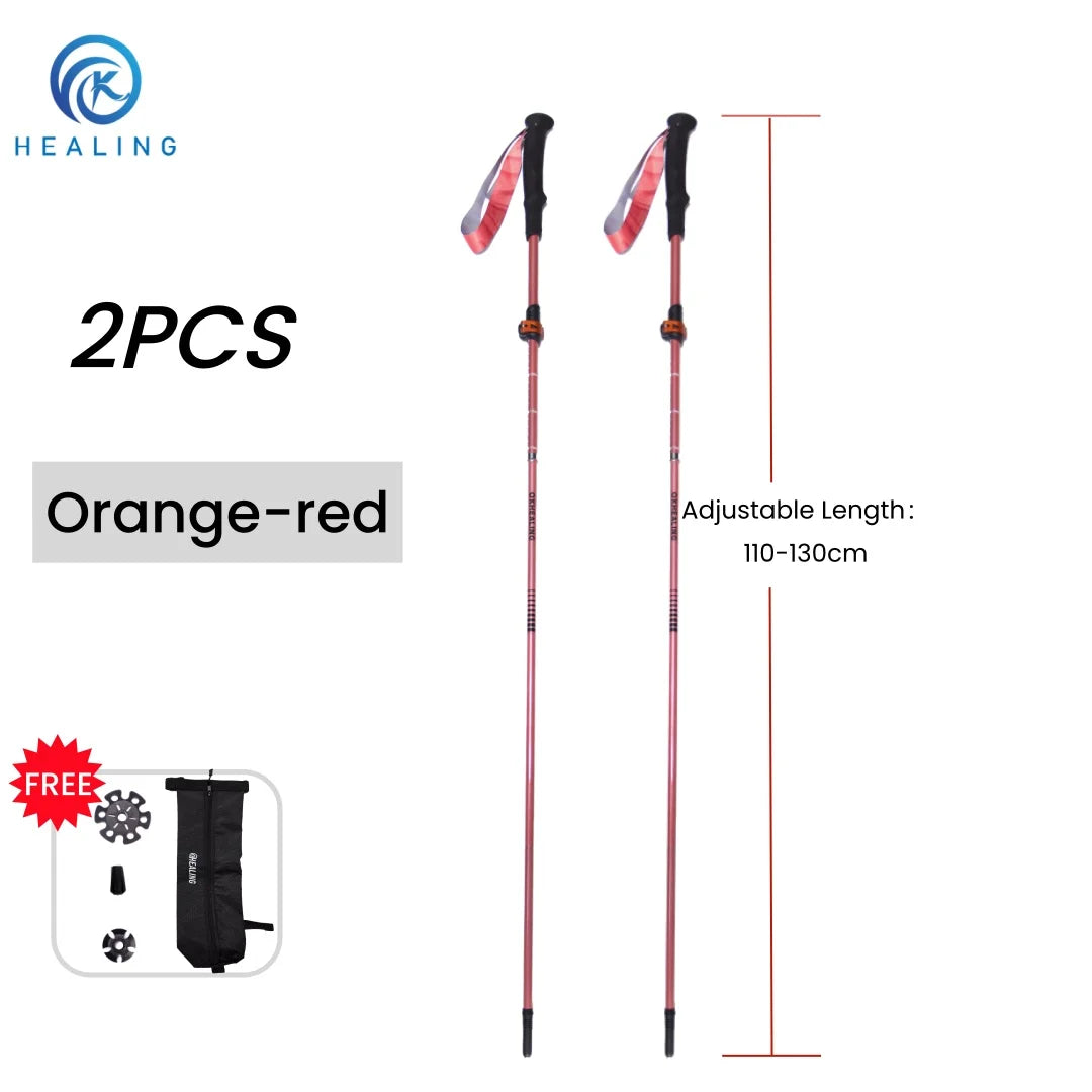 2026 New Carbon Fiber Folding Trekking Poles Ultralight Adjustable Length Quick Lock Walking Sticks for Hiking Camping Travel
