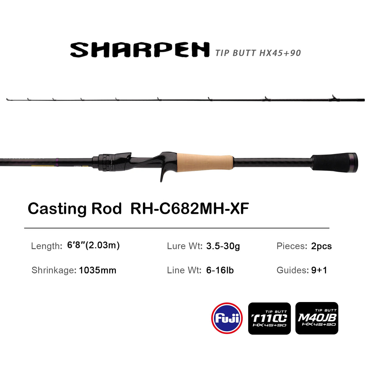 PURELURE SHARPEN Soft Lure Long Spinning and Casting XF/MF Action Rods FUJI Components Bass Pike Rod Fishing Rod Spinning Reel