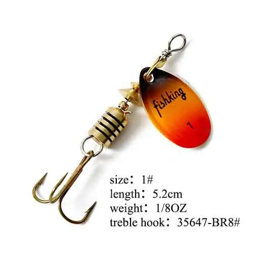 Spinner Bait Fishing Lure 3.9g 4.6g 7.4g 10.8g 15g Rotating Spinners Spoon Lures Pike Metal With Treble Hooks Fishing Goods