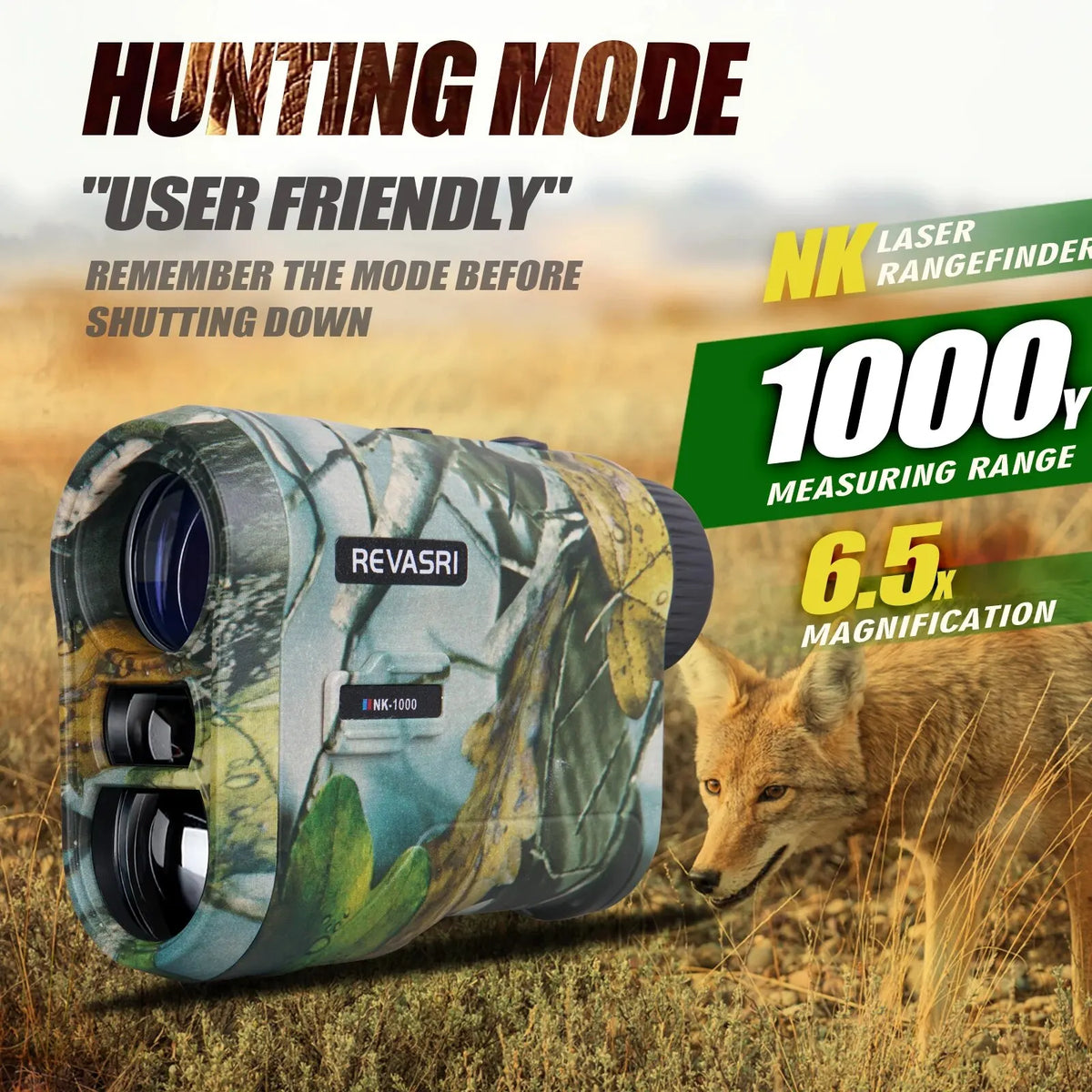 REVASRI Hunting Laser Rangefinder 1000M with Type-C Rechargeable Hunting Range Finder with Target Acquisition Technology