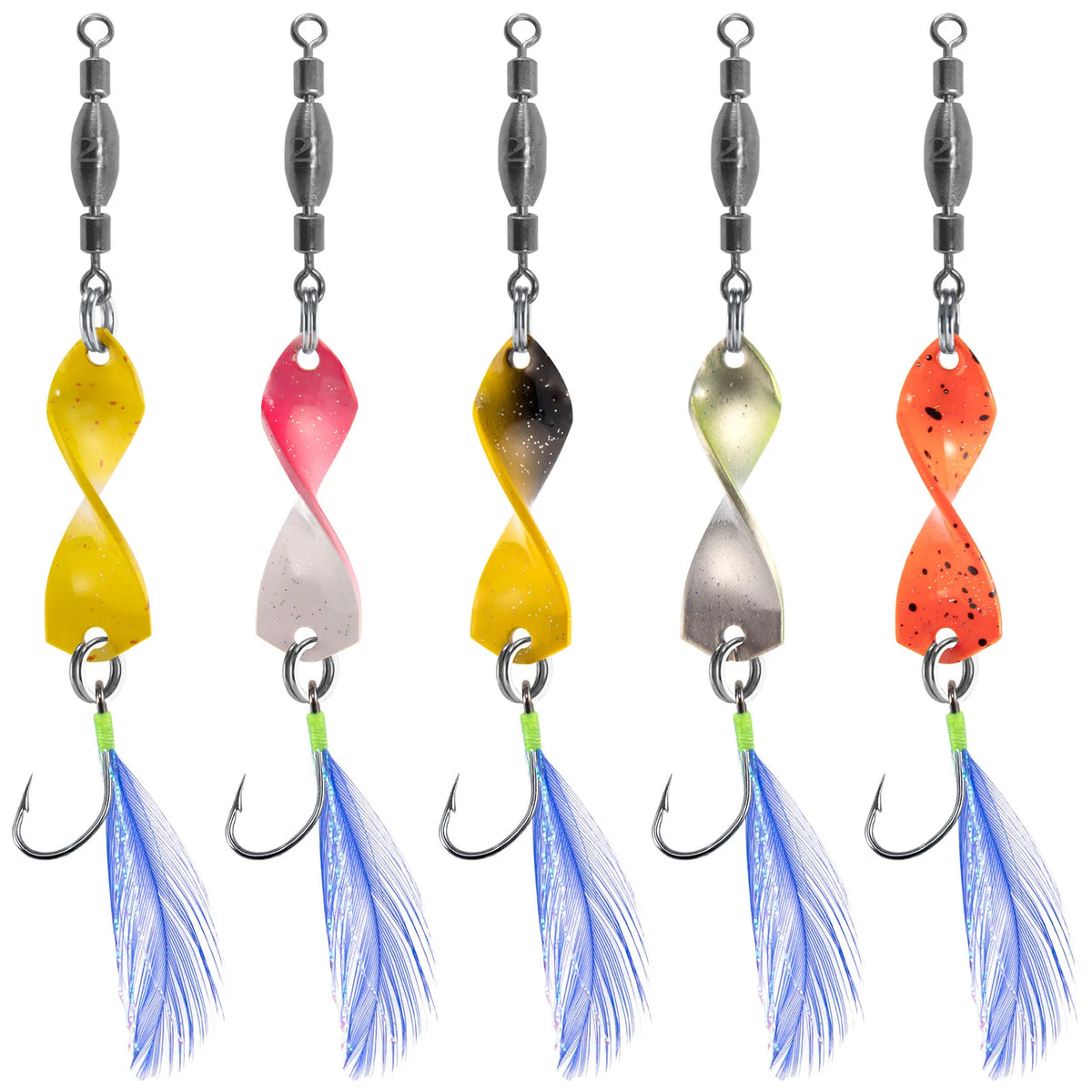 5/10pcs Fishing Metal Spinners Lures with Feather Hook 3g Spinnerbaits Wobbler Jigging Spoon Lures Spinning Twisted Blades Bass