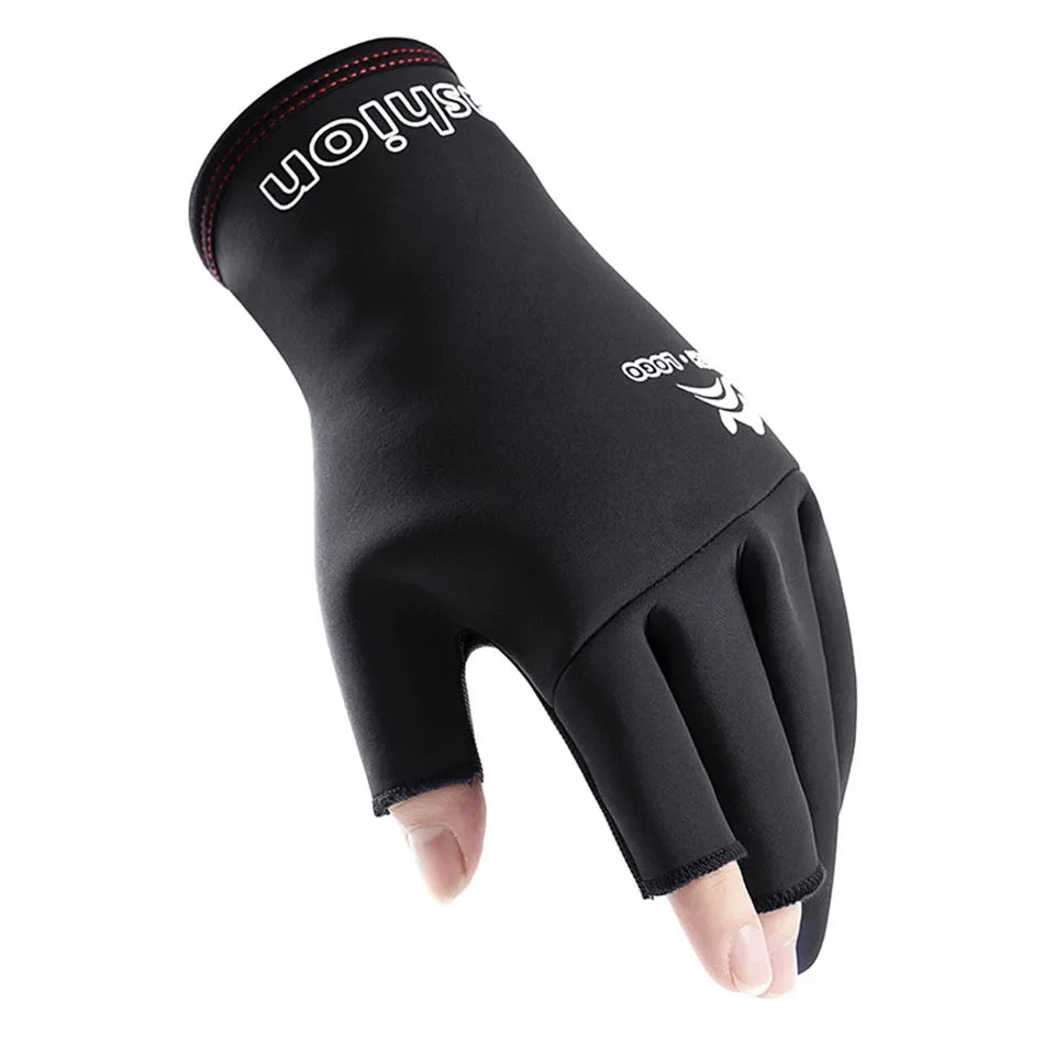 Winter Outdoor Ice Fishing Gloves Windproof Waterproof Rubber Material Comfortable Lightweight Fingerless Design Cycling Gloves