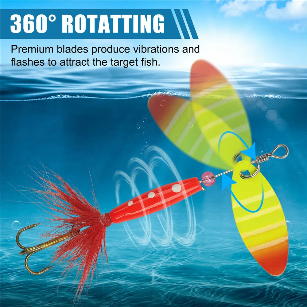 5/10Pcs Spinner bait Fishing Lures Spinnerbaits Spoon Lures  Feather Tail treble hooks Metal Spinner Lure for Bass Trout Salmon