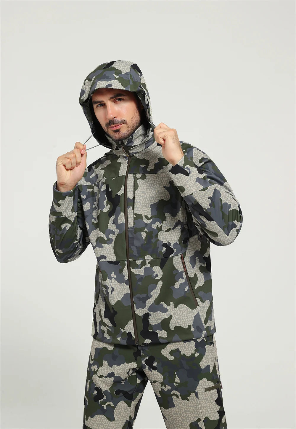 Ainfad Men's Jetstream 3-in-1 Fleece Lightweight Hunting Jacket Breathable Windproof Waterproof Outdoor Casual Coat