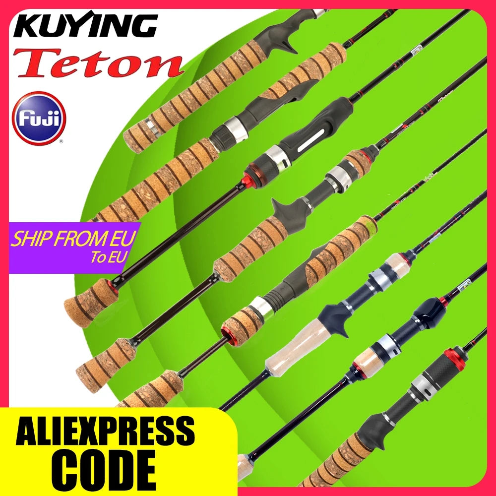 KUYING TETON L UL SUL 5'2' 6' 6'3' 6'4'6'2' 6'6' Fishing Rod Lure Cane Spinning Casting FUJI Carbon 1-4g 0.8-3g 2-10g M-Fast BFS