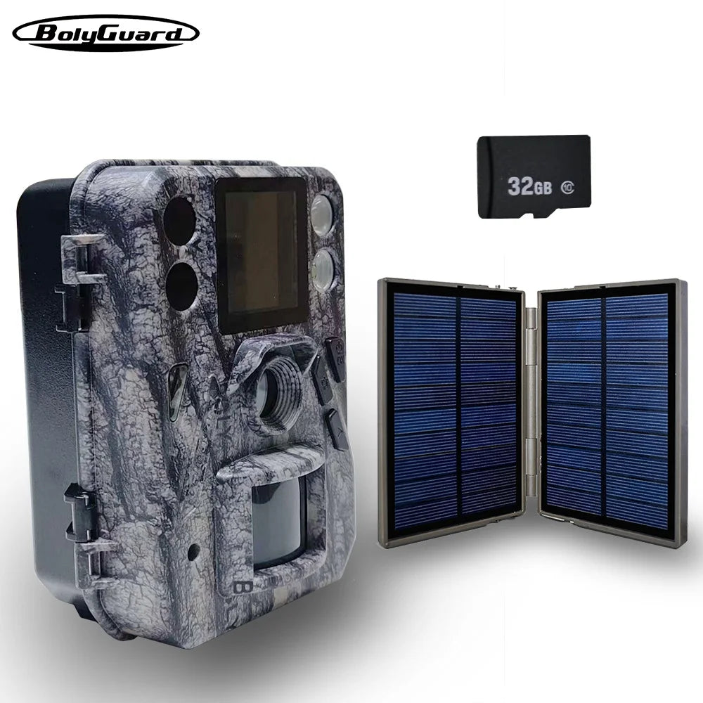 BolyGuard SG520-Plus Trail Camera 4K/48MP Night Vision (940nm Black IR&White LED) Wildlife Hunting Game Camera Solar Ready