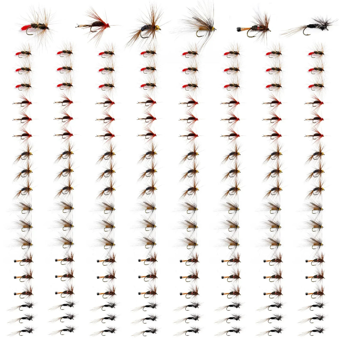 Goture 25-150Pcs/Set Insects Flies Fly Fishing Lures Bait High Carbon Steel Hook Fish Tackle with Hook Decoy Fishing Lure Set