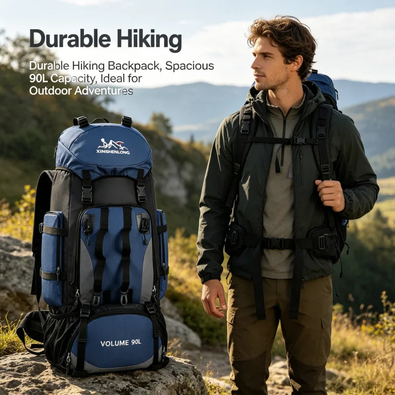 90L Waterproof Hiking Backpack Camping Rucksack Large Capacity Travel Outdoor Sports Bag for Trekking Backpacking Adventure Gear