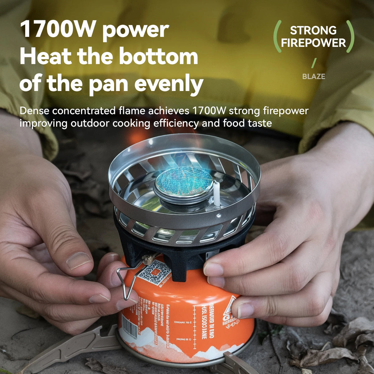Qunature Outdoor Gas Stove Pot Cooking System Portable 600ml Lightweight Integrated Heat Hiking Gas Cooker Foldable Handle