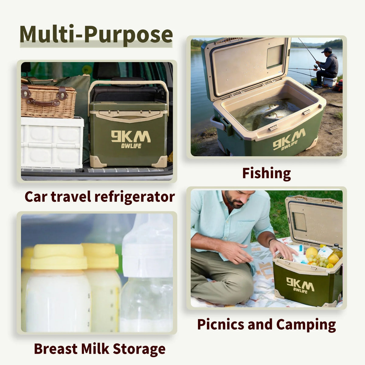 9KM Fishing Cooler Box Fishing Bucket Storage Tackle Box Outdoor Insulated Ice Chest Box for Fishing Camping Boating
