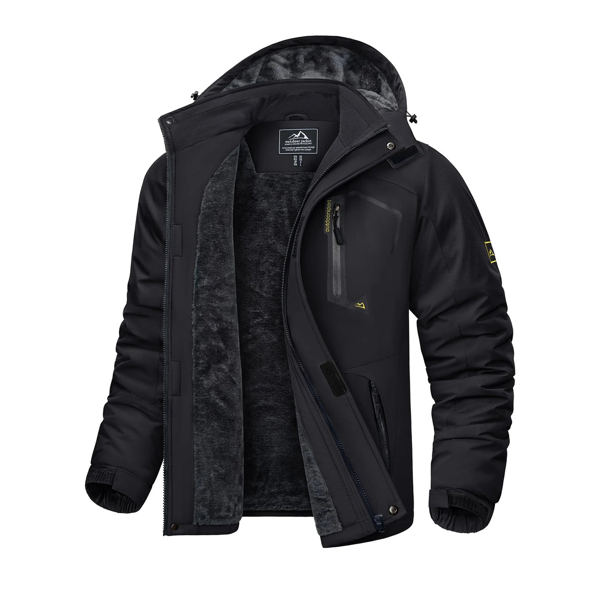 KEFITEVD Winter Ski Jacket Men's Warm Fleece Lined Jackets Water Resistant Heavyweight Coats Outdoor Hiking Camping Windbreaker
