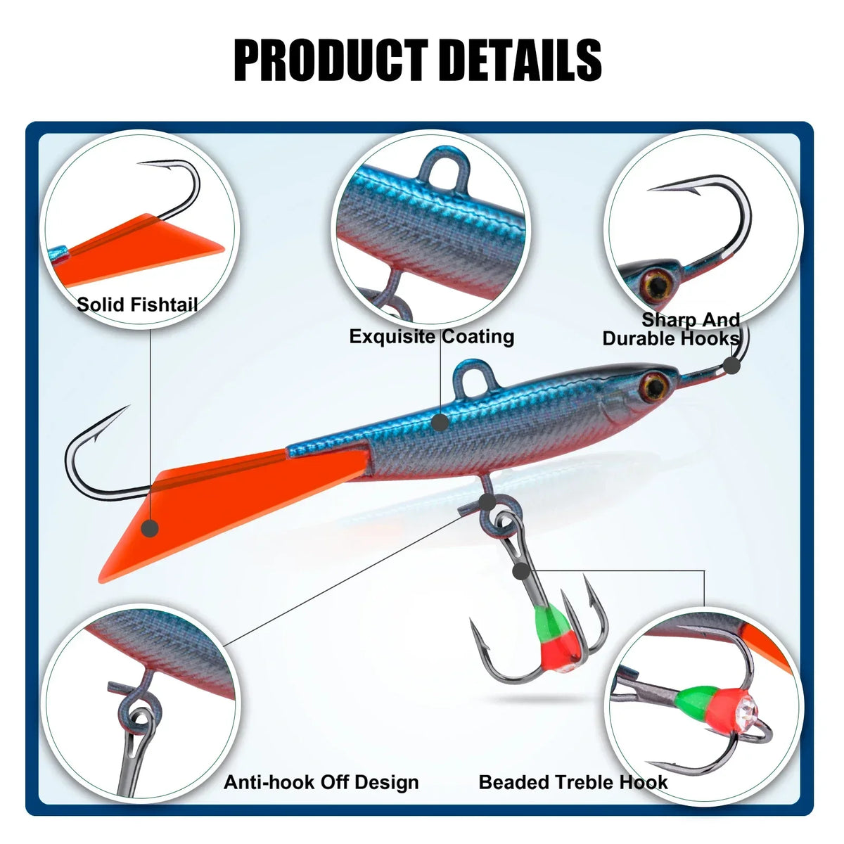 Goture 4pcs Ice Fishing Lure Balancers Professional Winter Jig Wobblers Bait for Trout Bass Pike Carp for Fishing Pesca