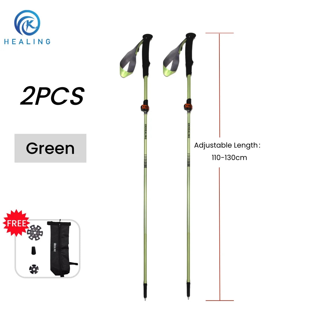 2026 New Carbon Fiber Folding Trekking Poles Ultralight Adjustable Length Quick Lock Walking Sticks for Hiking Camping Travel
