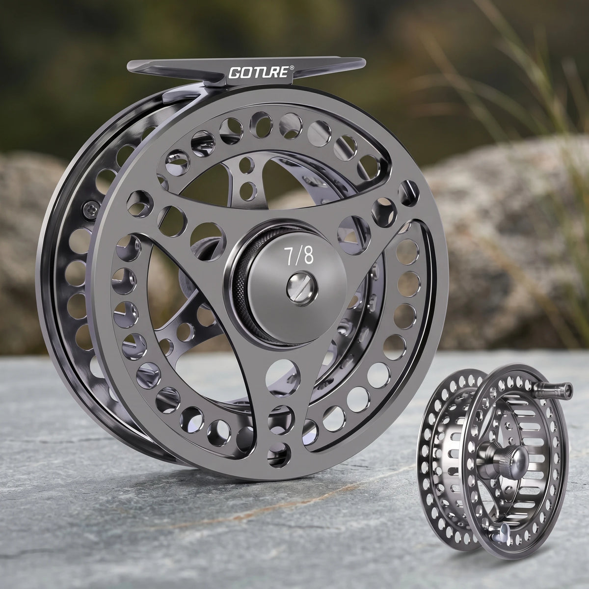 Goture Fly Fishing Reel 3/4 5/6 7/8 9/10 Max Drag 8kg 2+1BB Lightweight CNC Large Arbor Left/Right Fly Reel+Spare Spool Set
