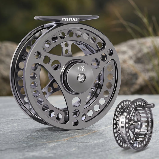 Goture Fly Fishing Reel 3/4 5/6 7/8 9/10 Max Drag 8kg 2+1BB Lightweight CNC Large Arbor Left/Right Fly Reel+Spare Spool Set
