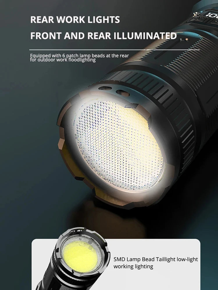 9900000LM Ultra Bright Torch Built-in Battery Flash Light Emergency Spotlights 9km 2500W Most Powerful Led Flashlights Tactical