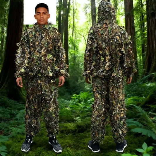 Men Women Kids Outdoor Ghillie Suit Camouflage Clothes Jungle Suit CS Training Leaves Clothing Hunting Suit Pants Hooded Jacket