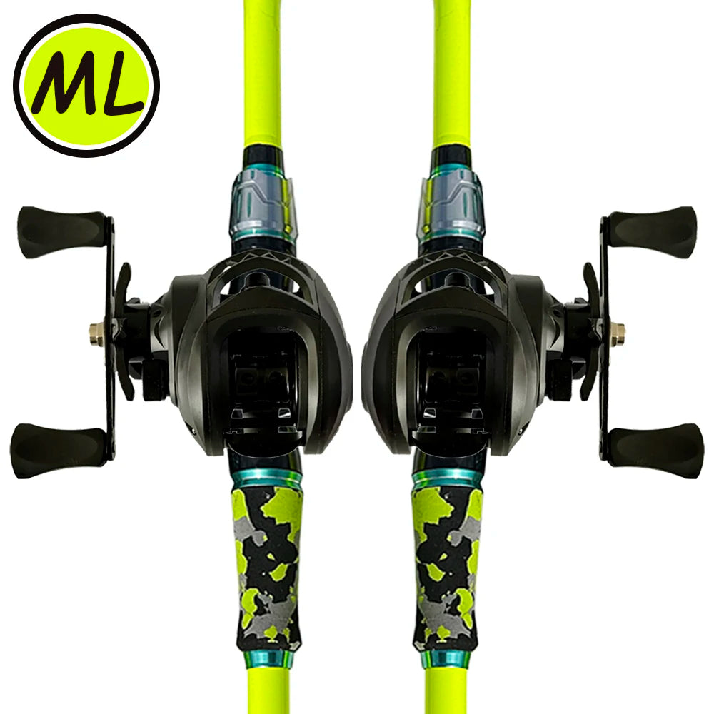 1.8m/2.1m Professional Bass Fishing Rod and Reel Combo Baitcast Reel 10kg Max Drag Carbon Travel Pole Lure Weight 3.5g-14g