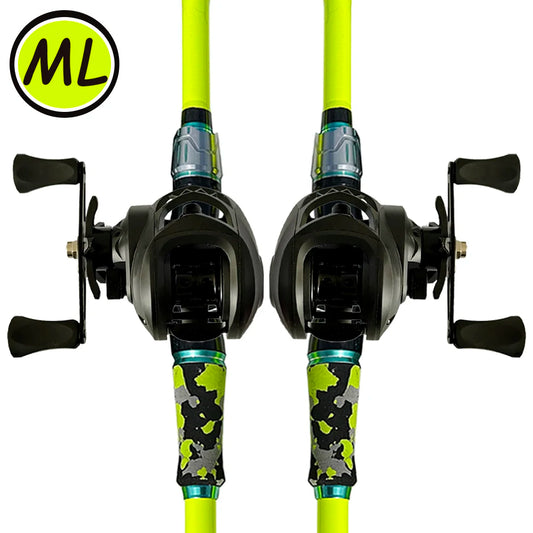 1.8m/2.1m Professional Bass Fishing Rod and Reel Combo Baitcast Reel 10kg Max Drag Carbon Travel Pole Lure Weight 3.5g-14g