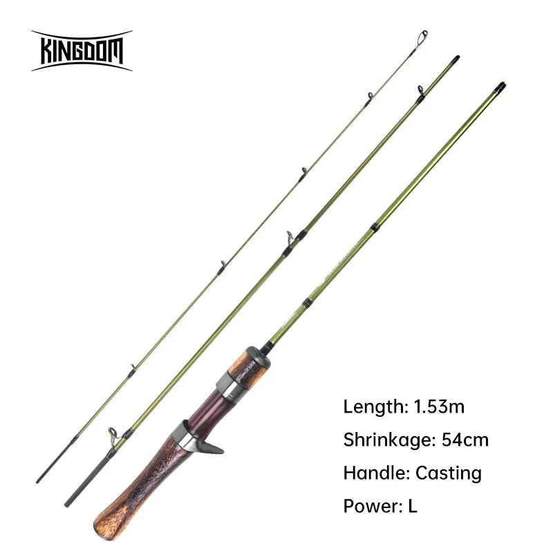 Kingdom 3 Sections Ultralight Carbon Rods MF Action Spinning Casting Fishing Rods UL L Power Travel Rod For Trout Pike