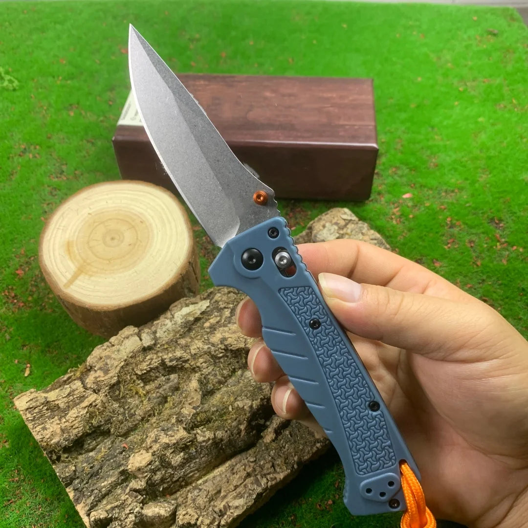 BM18060 Folding Pocket Knife Blue Handle CPM MAGNACUT Blade Nylon Fiber Handle Gift Knife US Warehouse Custom Wholesale Retail