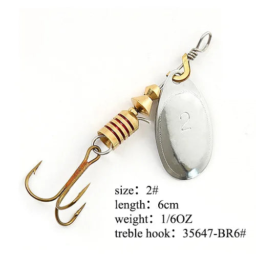Spinner Bait Fishing Lure 3.9g 4.6g 7.4g 10.8g 15g Rotating Spinners Spoon Lures Pike Metal With Treble Hooks Fishing Goods
