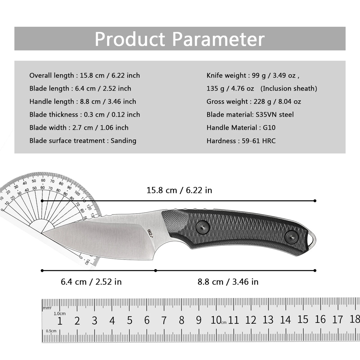 Mini Fixed Blade Knife S35VN Steel G10 Handle Portable EDC Tool Outdoor Camping Fishing Gear Gifts for Men
