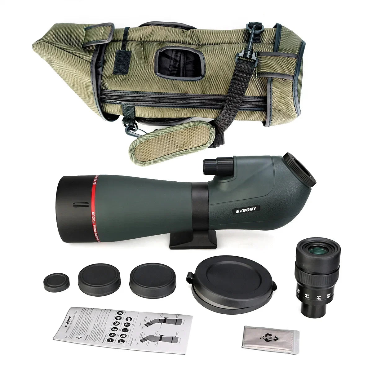 Svbony Telescope SV406/SV406P ED Spotting Scope 20-60x80/25-75X100/16-48X65 Dual Focus IPX7 Waterproof for BirdWatching Archery