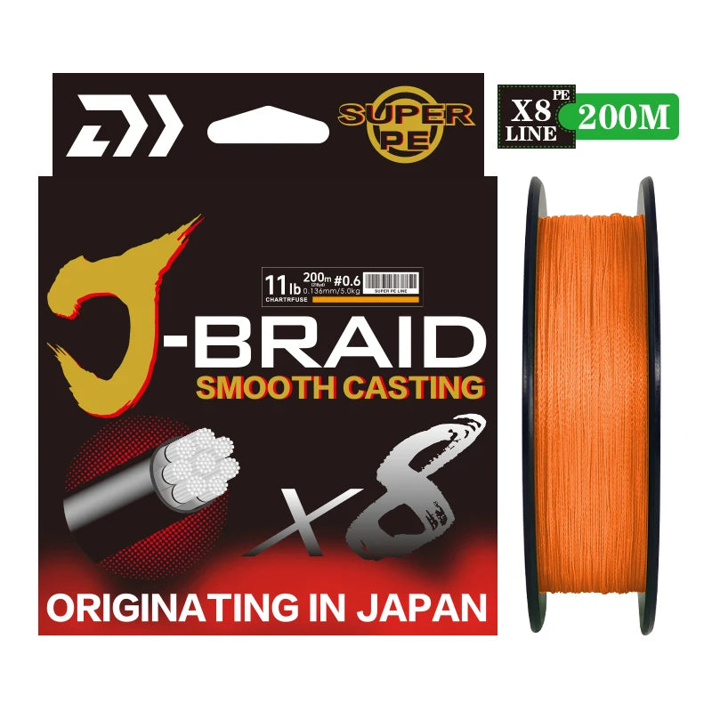 2025 New Original X8-DAIWA-J Braided Expedition 8 Strands Fishing Line PE Super Line Sea Fishing Wire 150/200M Pesca 11-77lb