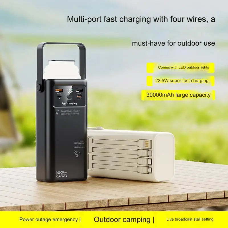 Portable Outdoor Emergency Power Banks Smartphone Backup Power 50000mAh With Built-in Cable Powerbank 50000mAh Camping Light