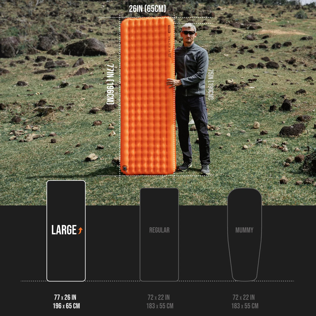 FLEXTAIL TINY SLEEPING PAD R05 – 196cm Insulated Sleeping Pad, R 5.6 Inflatable Air Mat, 4 Seasons Outdoor Camping Air Mattress