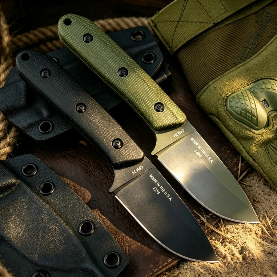 ES Stainless Steel Sharp Fixed Blade Knife Suitable for Outdoor Camping Hiking Daily Emergency Carrying Practical Cutting Knife