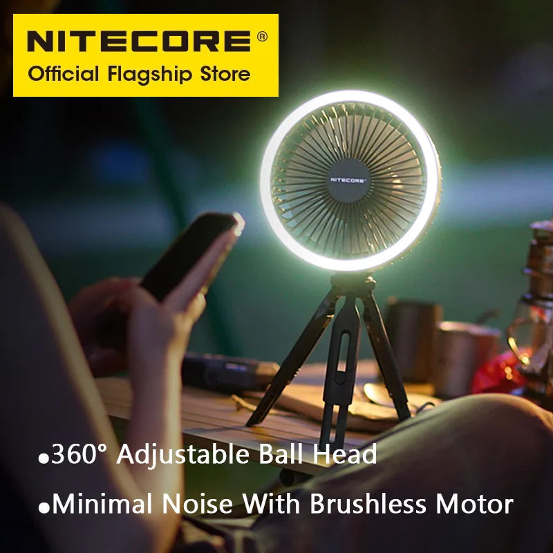 NITECORE NEF10 Outdoor Camping Light 3-in-1 Electrice Fan USB-C Rechargeable Ceiling Light 10000mAh Power Bank LED Ring Light