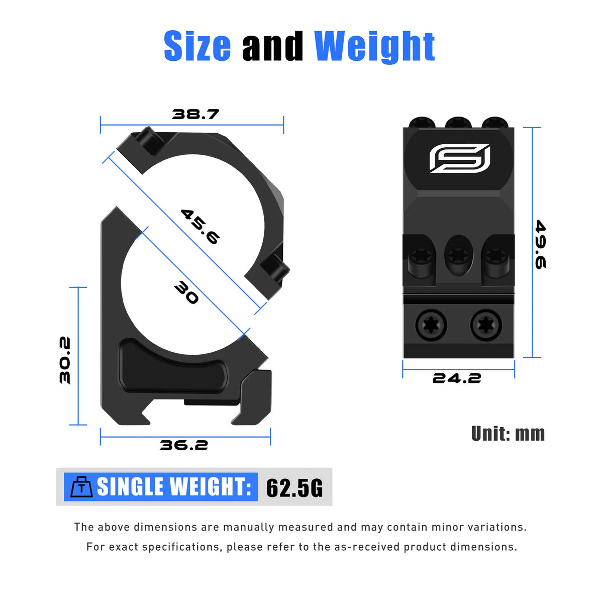 SPINA OPTICS Hunting Scope Mounts Ring for 30mm Tube Scopes Picatinny/Dovetail Rail 6screws Super Stable Fixation Tactical Mount