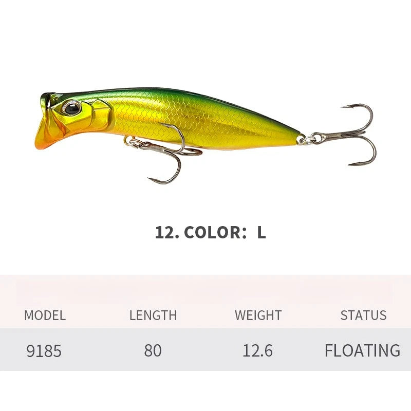80mm 12.6g Surface Popper Fishing Lures Long Casting Artificial Bait Topwater Pencil Swimbait Wobblers Flounder Sea Bass Pike