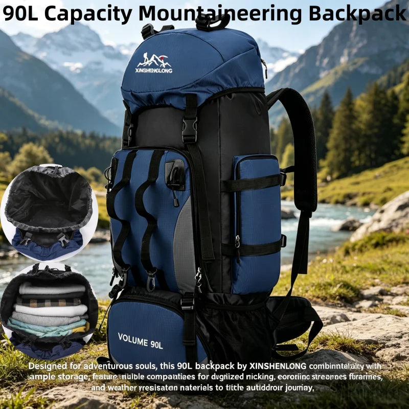 90L Waterproof Hiking Backpack Camping Rucksack Large Capacity Travel Outdoor Sports Bag for Trekking Backpacking Adventure Gear