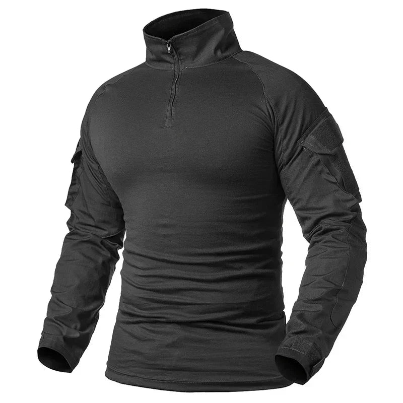Outdoor Tactical Hiking T-Shirts Men Combat Military Army CP Camouflage Long Sleeve Hunting Climbing Shirt Cotton Sport Clothes