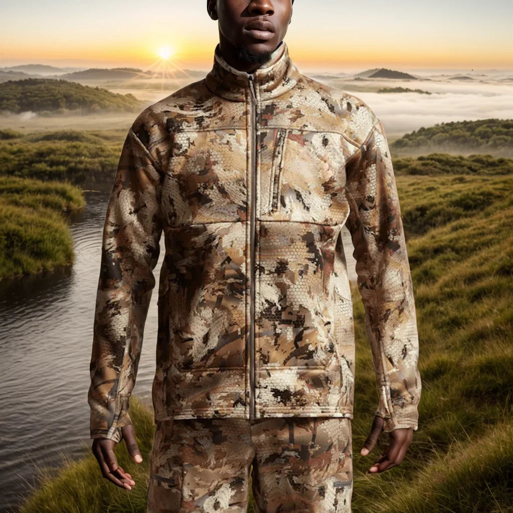 Men's Traverse Jacket 3-Layer Film Stand Collar Composite Polar Fleece Outdoor Camouflage Hunting Wear Fishing Jacket